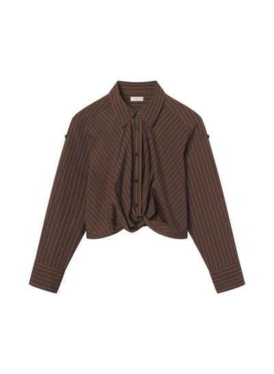 LEO STRIPED COTTON SHIRT IN BROWN MULTI - Romi Boutique