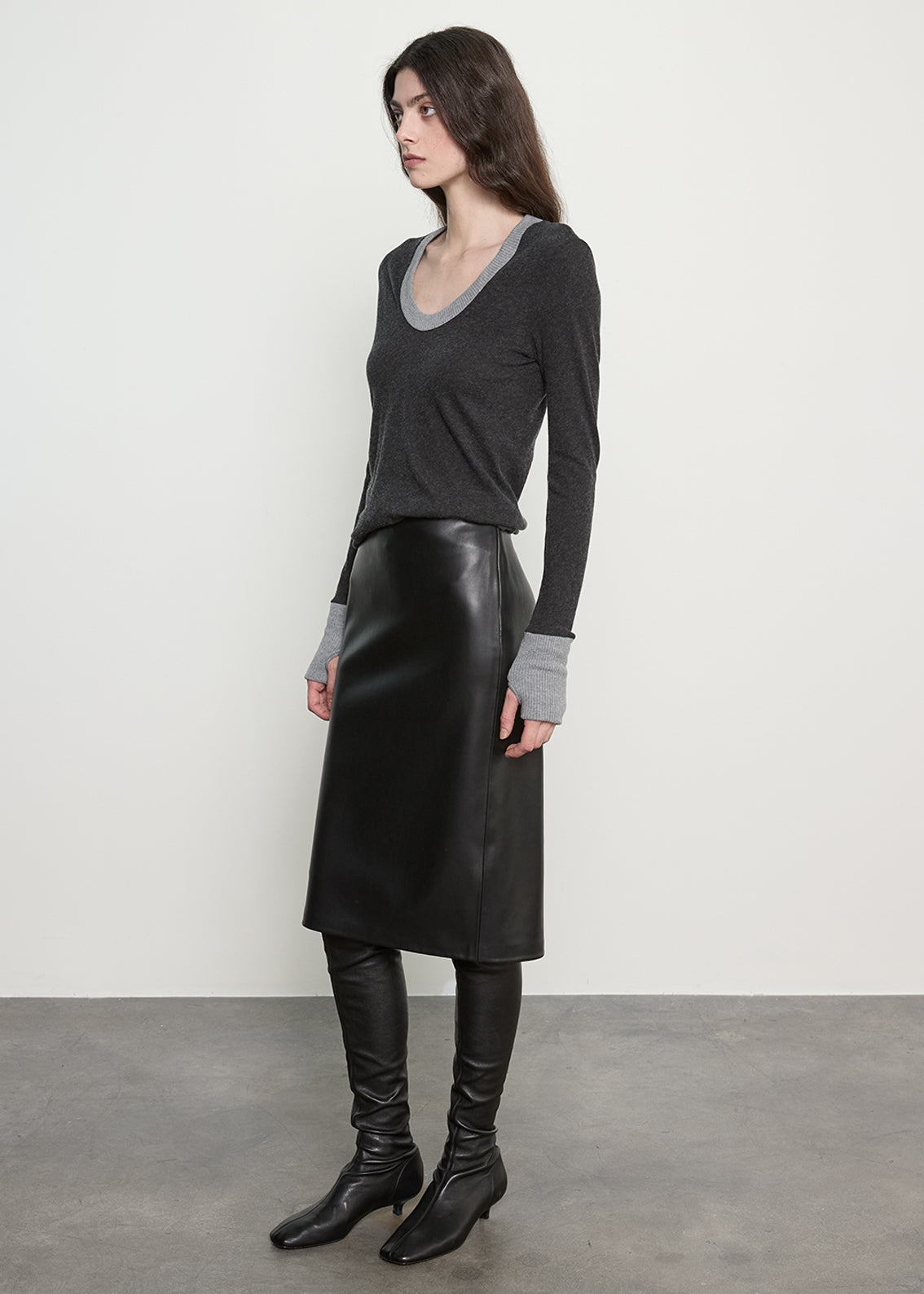 Enza Costa Fine Cashmere Easy Cuffed U Shirt at Romi Boutique