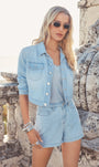 L'Agence KODA CROPPED CHAMBRAY JACKET at Romi Boutique
