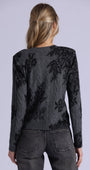 Minnie Rose Cashmere Printed Lace Cable Crew Neck at Romi Boutique