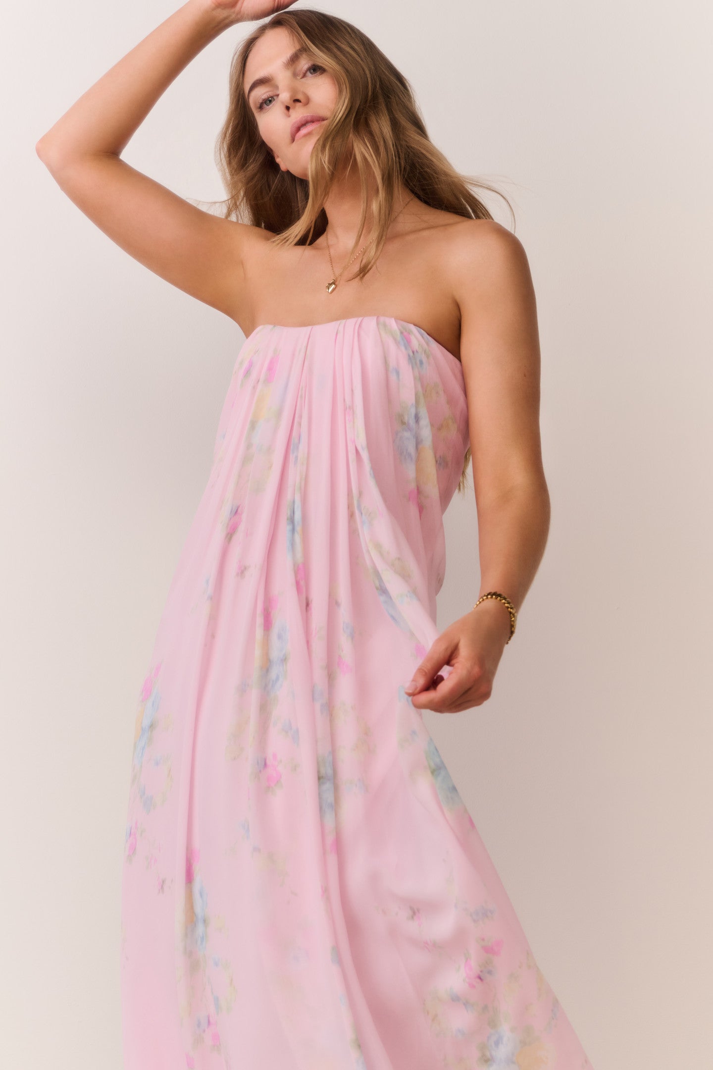Emara Strapless Floral Gown