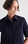 TWP Short Lived Shirt with Pleated Placket at Romi Boutique
