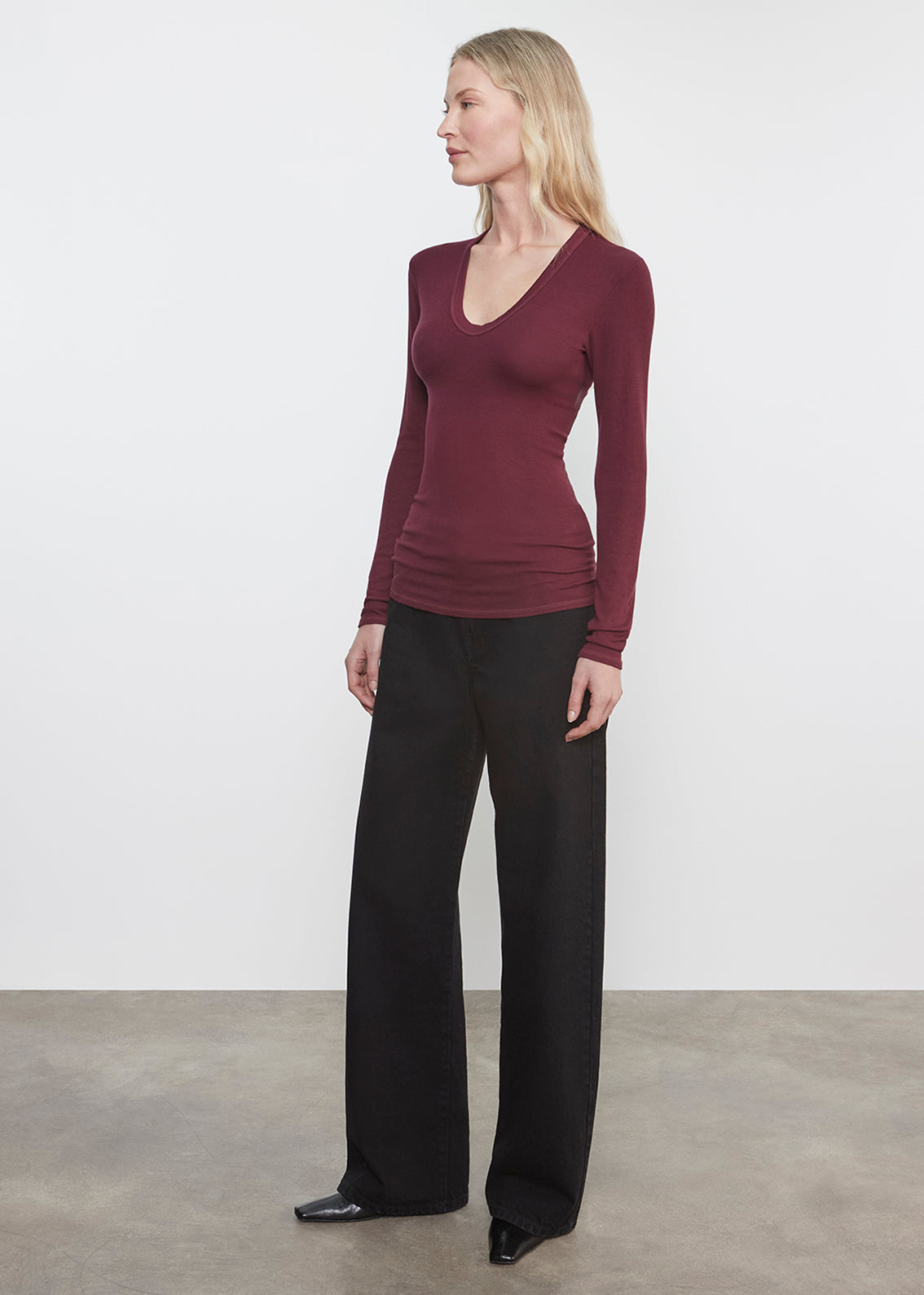 SILK RIB U IN CARMINE