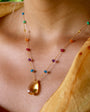 Amalia CITRINE NECKLACE IN RAINBOW DROP at Romi Boutique