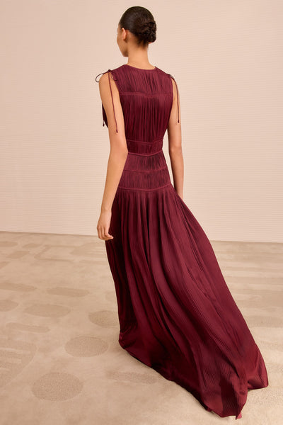 TASNEEM DEEP V GOWN IN CLARET