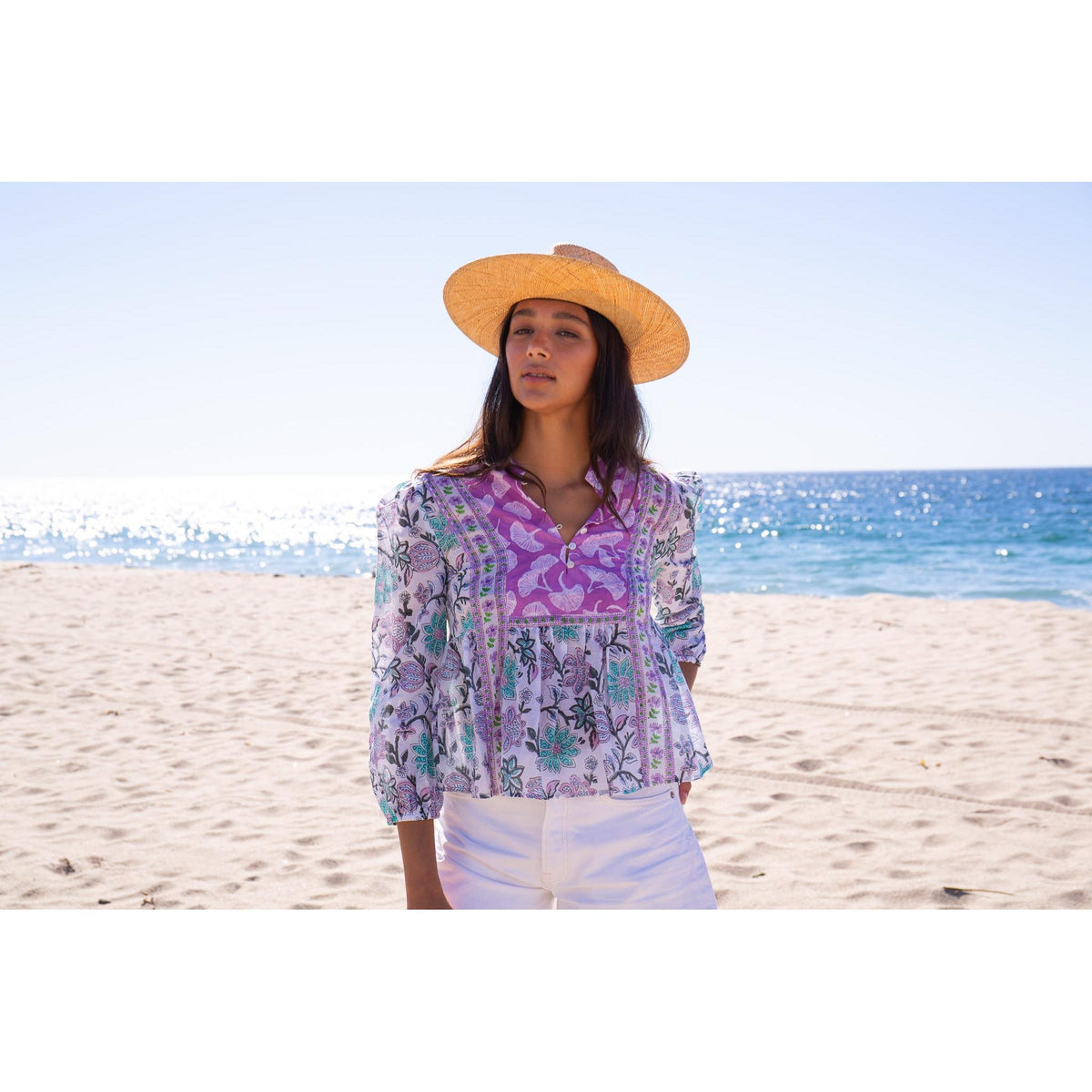 MICHELLE TOP IN MIXED PRINTS - Romi Boutique