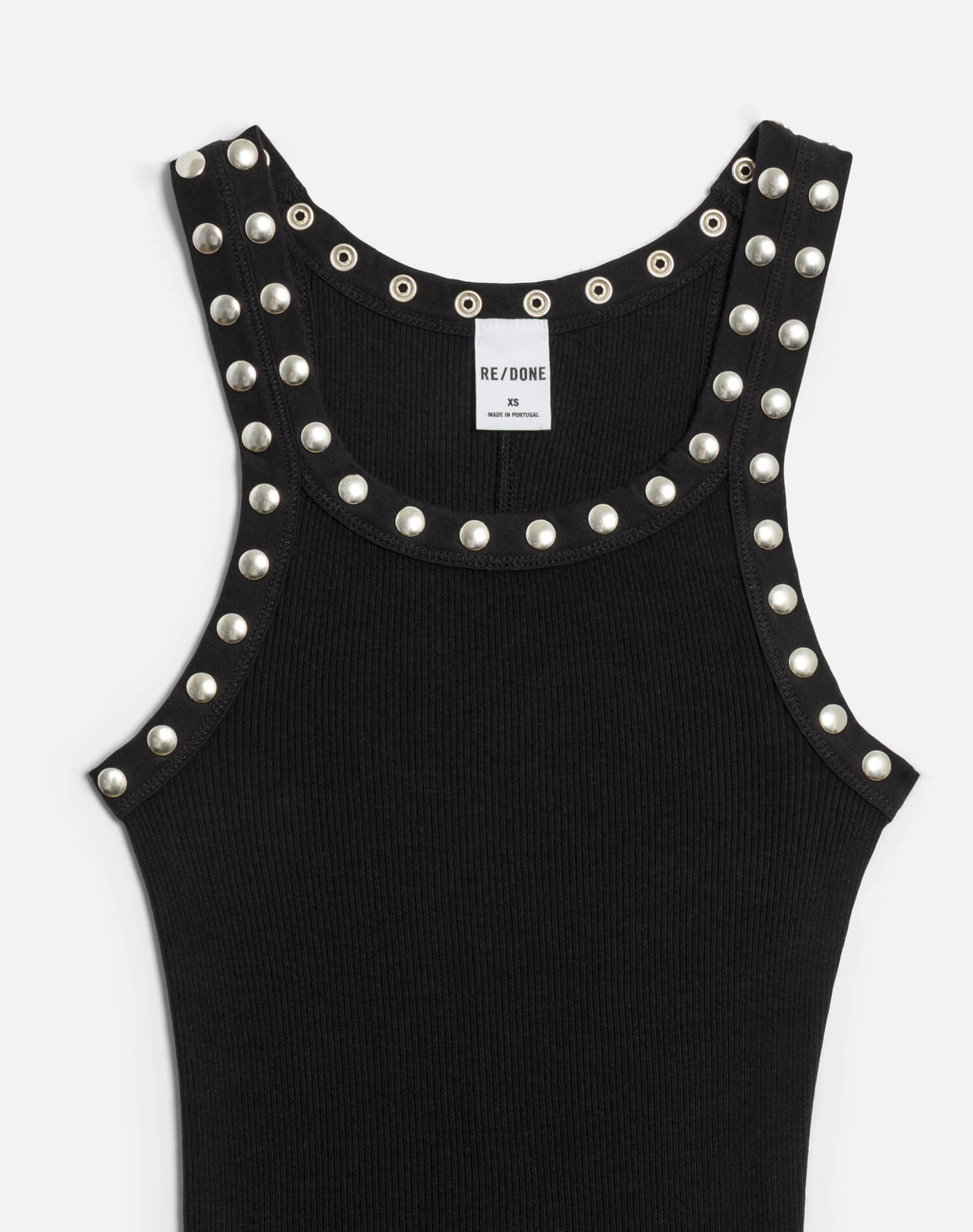 STUDDED RIB TANK IN BLACK - Romi Boutique