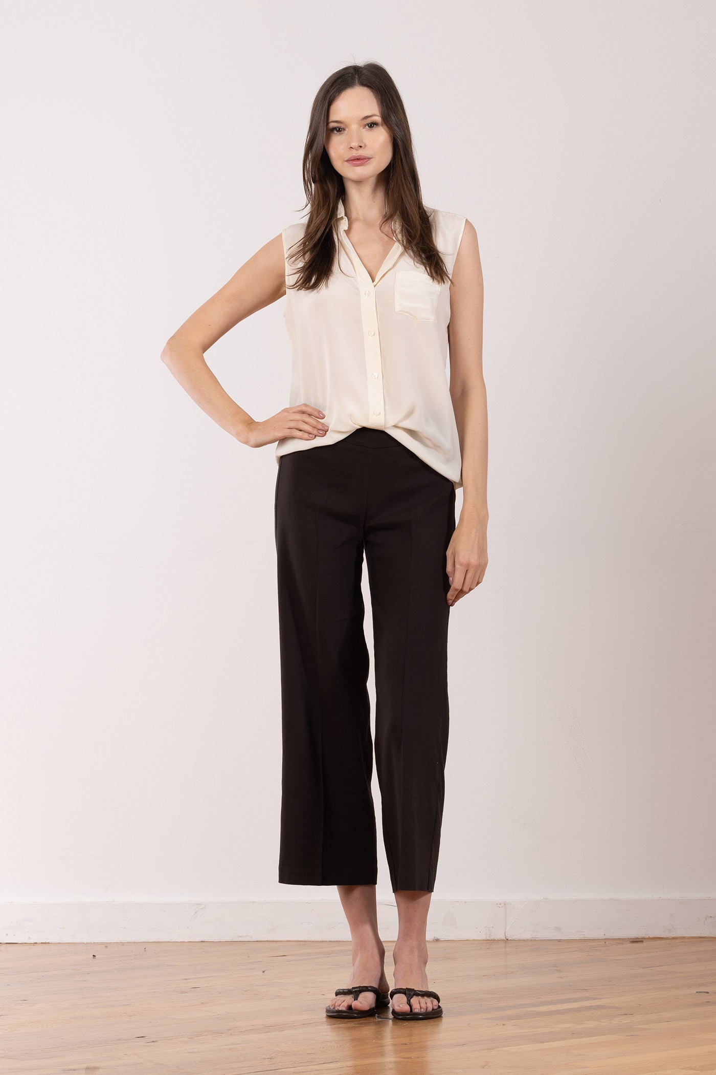 ALEX LINEN PANT IN ESPRESSO - Romi Boutique