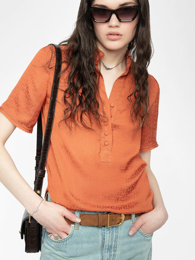 TOPHER SATIN TOP IN SIENNA
