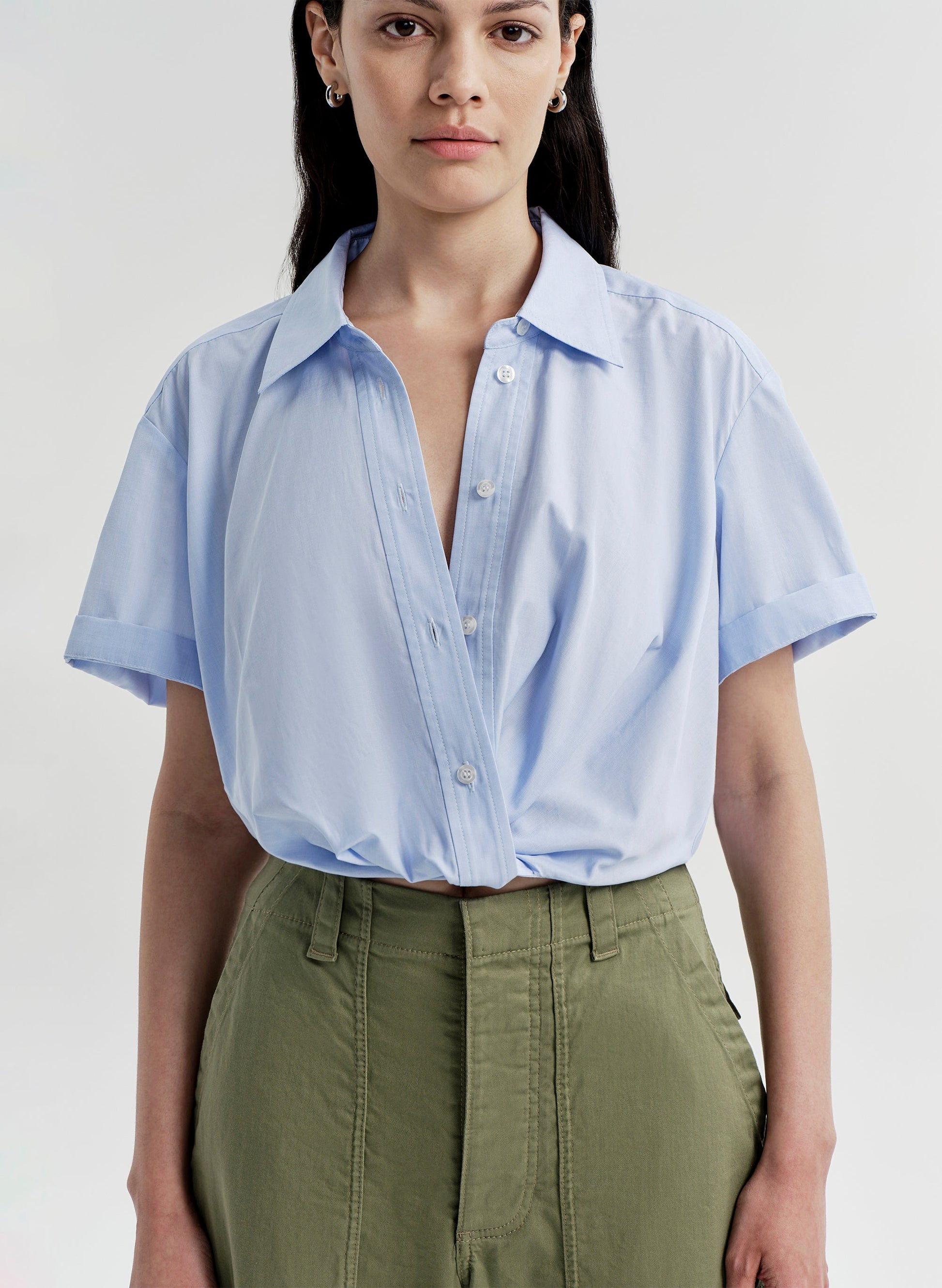 Lily Short Sleeve Cropped Cotton Shirt