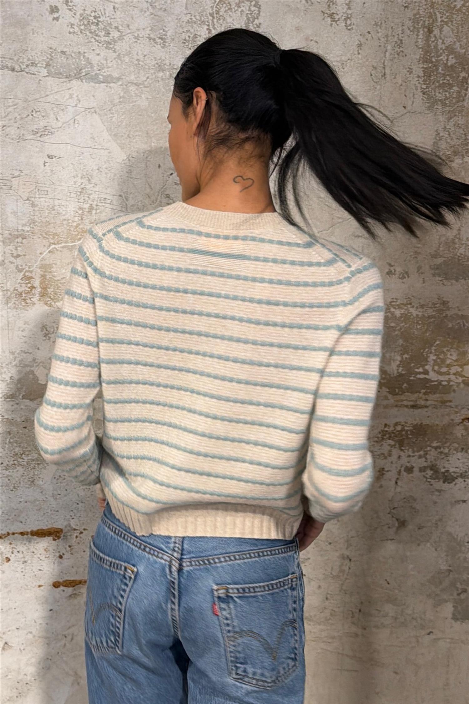 Pebble Stripe Shrunken Crew