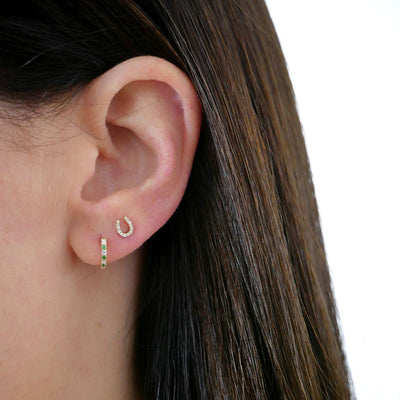 DIAMOND MINI HORSESHOE STUD EARRINGS IN 14K YELLOW GOLD
