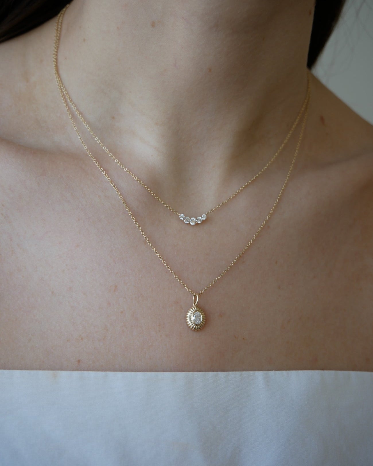 EF Collection Graduated Diamond Arc Necklace at Romi Boutique