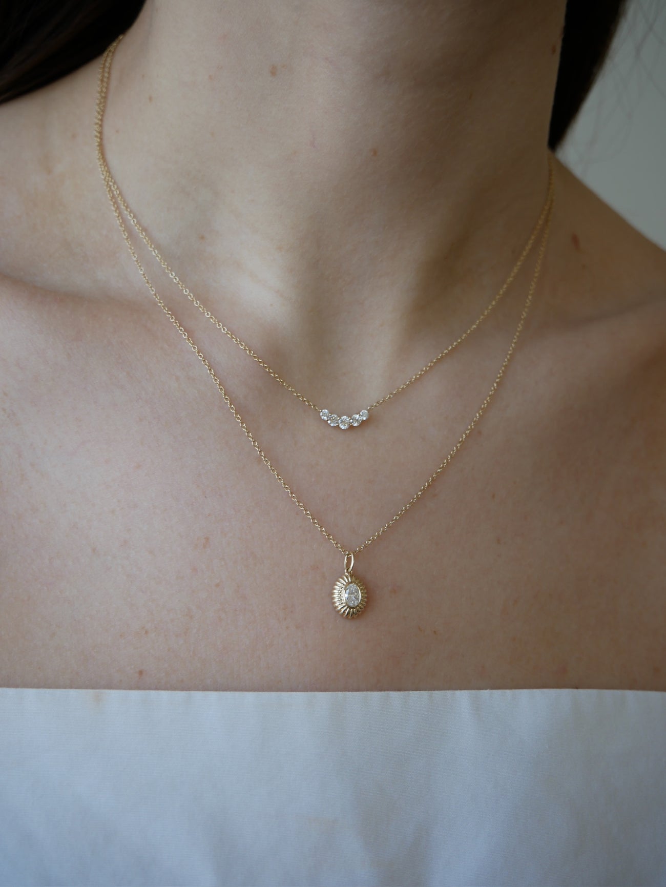 EF Collection Graduated Diamond Arc Necklace at Romi Boutique