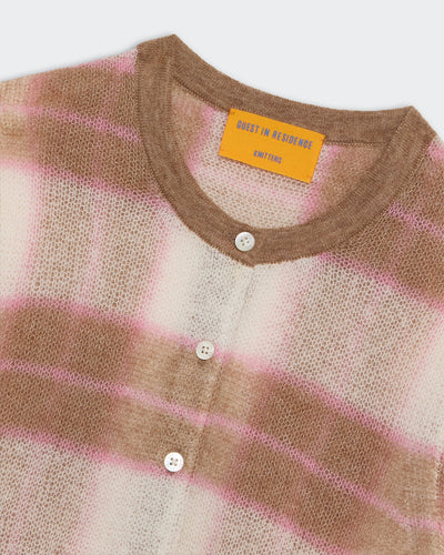 SHADOW PLAID CARDIGAN IN TAUPE COMBO