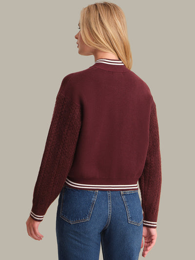 FLYNN CABLE SLEEVE BOMBER IN BOTTLE OXBLOOD MULTI