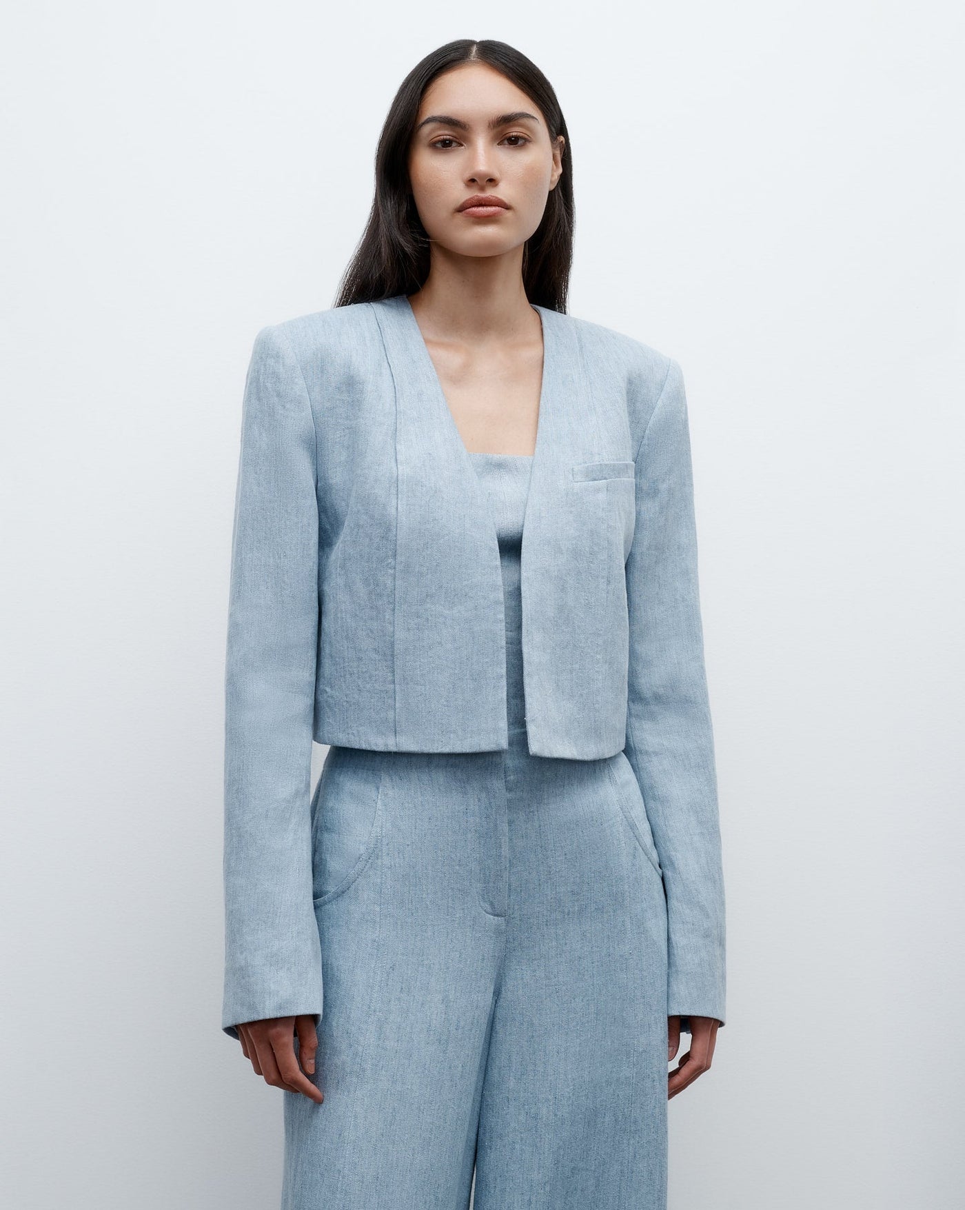 DRINK AT COSTES JACKET IN LIGHT INDIGO - Romi Boutique