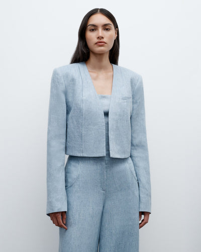 DRINK AT COSTES JACKET IN LIGHT INDIGO - Romi Boutique