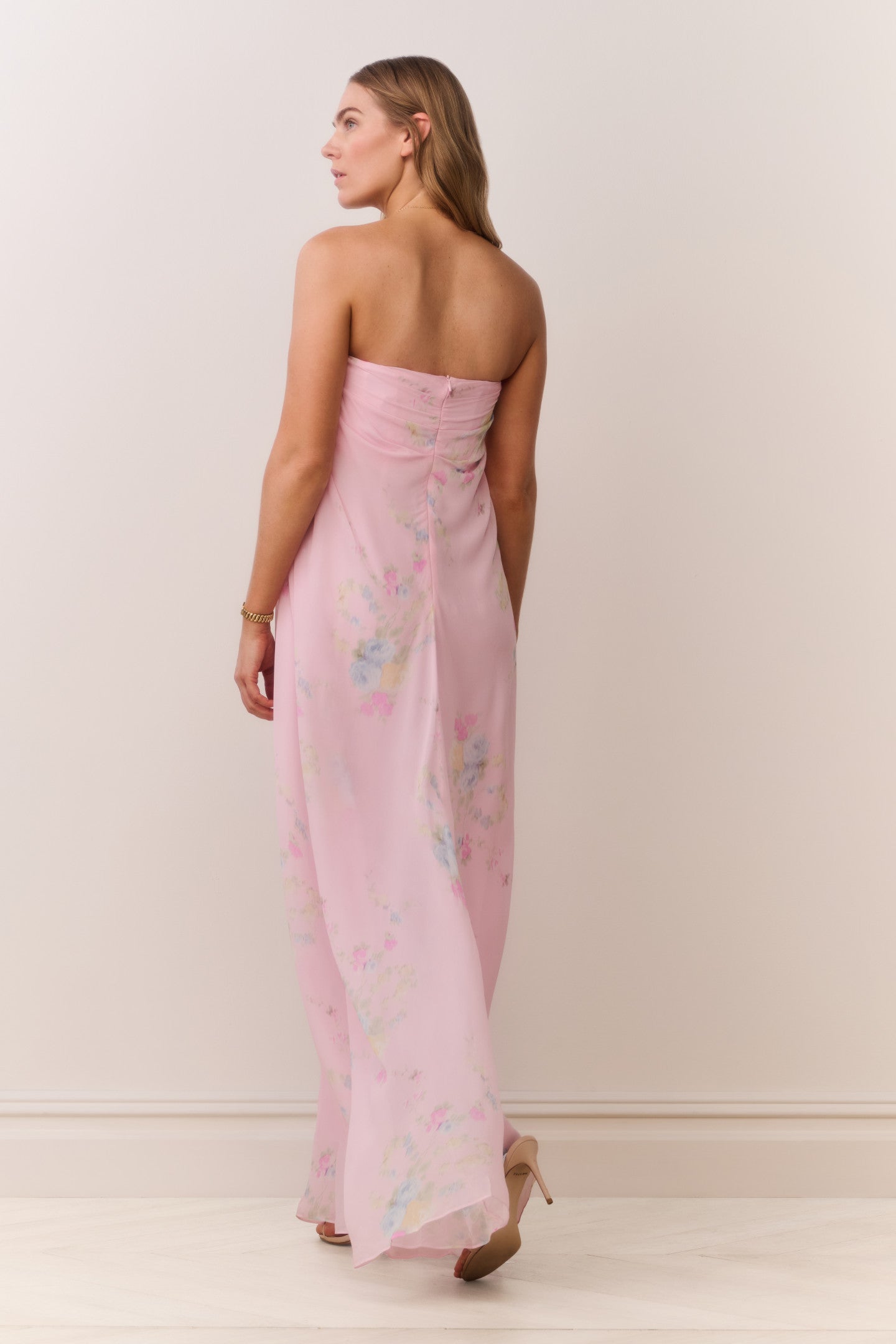 Emara Strapless Floral Gown