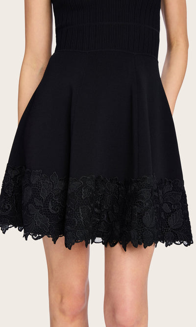 ORPHEUS LACE COMBO RIB DRESS IN BLACK