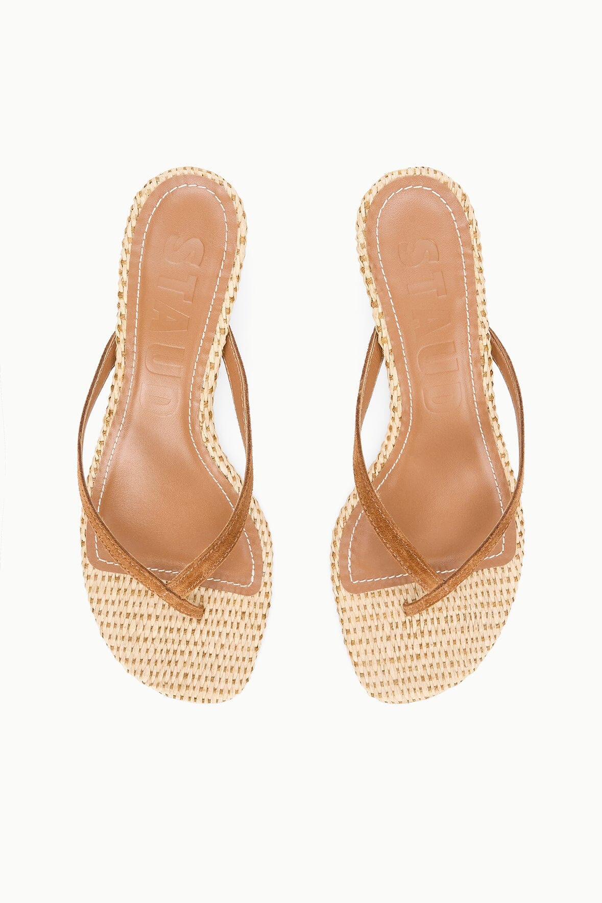 Staud FREJA THONG KITTEN HEEL RAFFIA at Romi Boutique