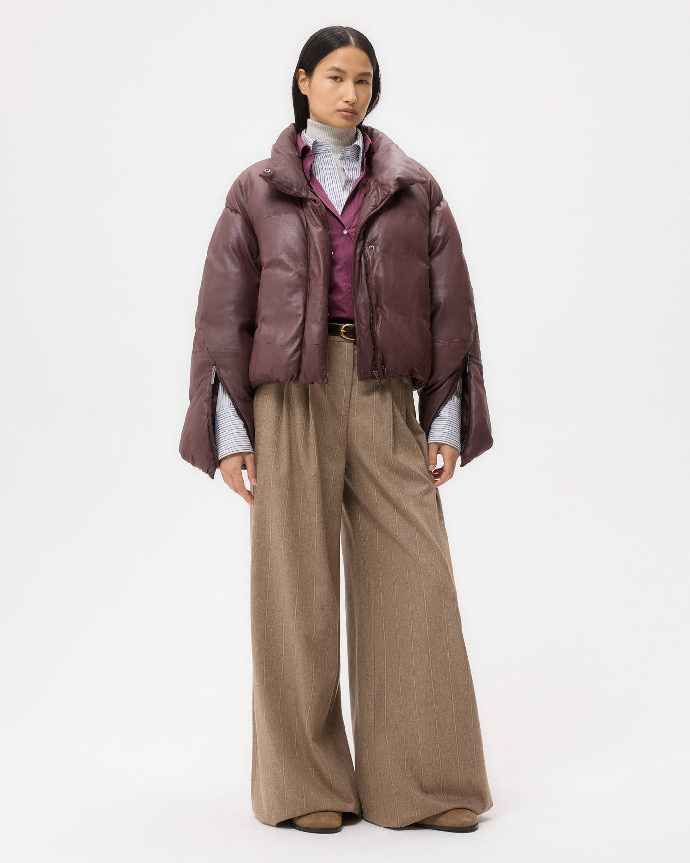 PUFFER RAGLAN JACKET IN RED RED WINE