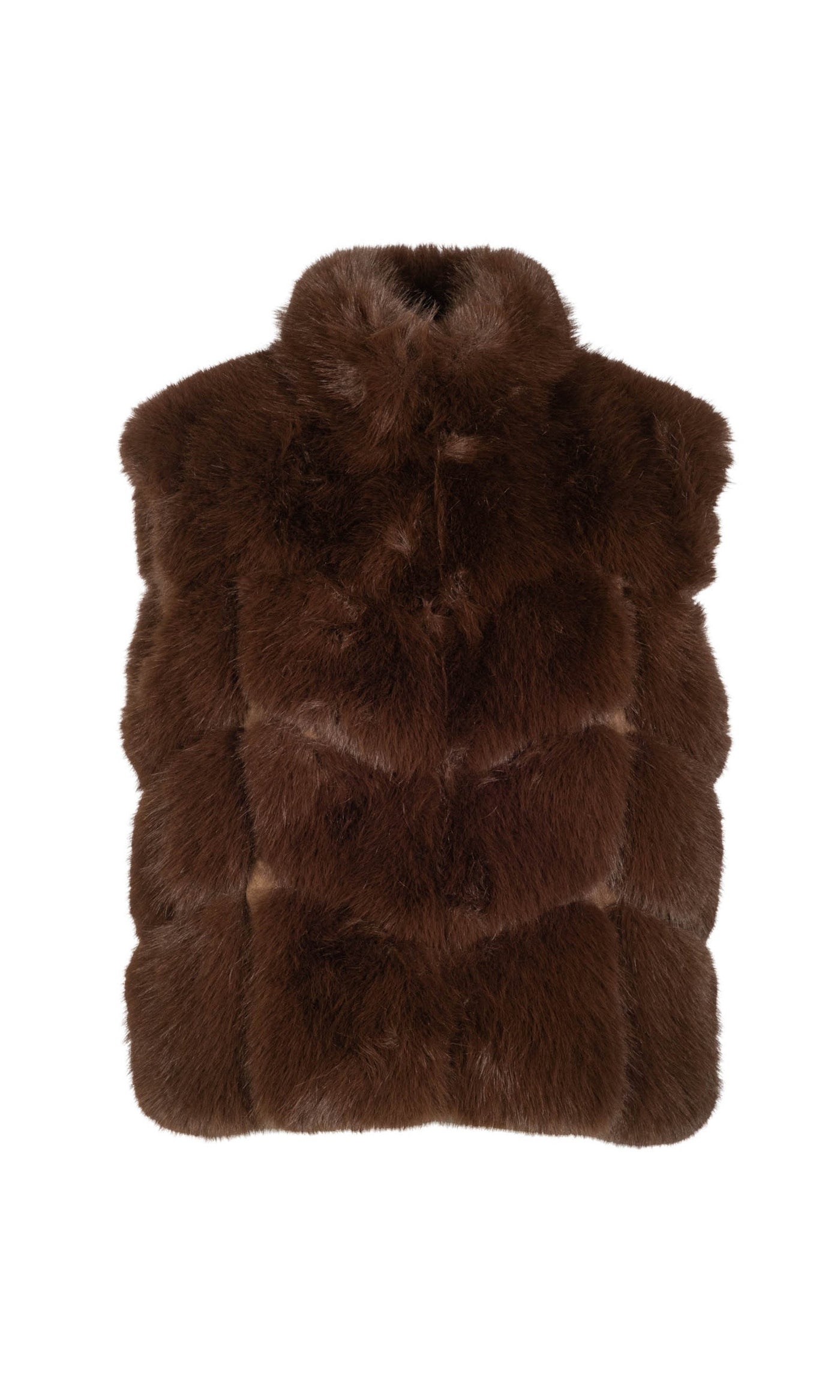 ROSARIO FAUX FUR VEST IN BROWN