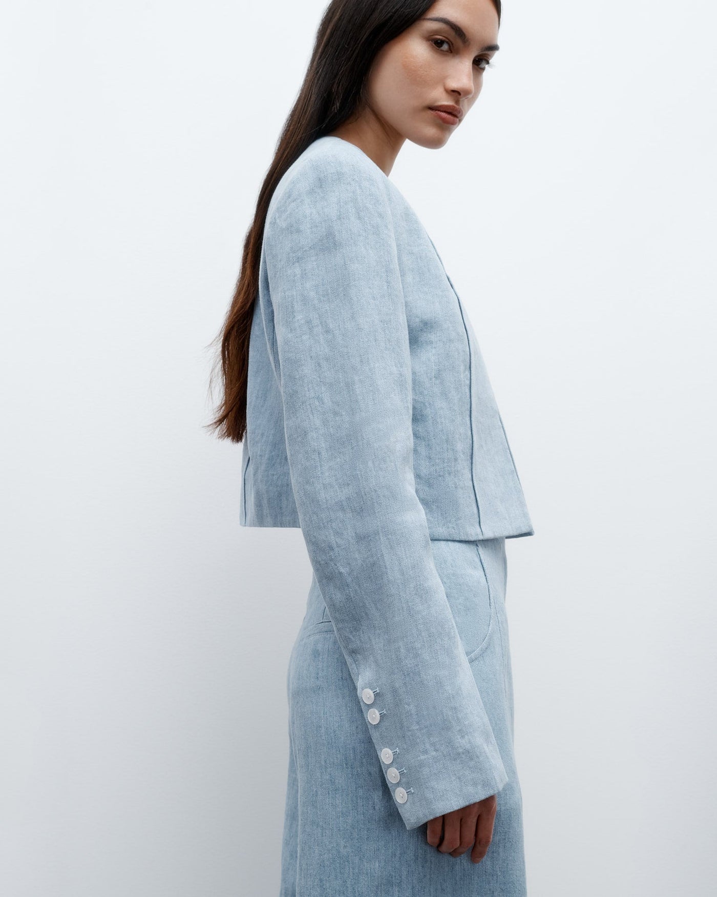 DRINK AT COSTES JACKET IN LIGHT INDIGO - Romi Boutique