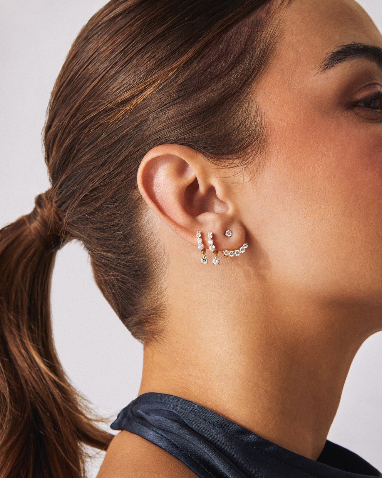 EF Collection Graduated Diamond Ear Jackets at Romi Boutique