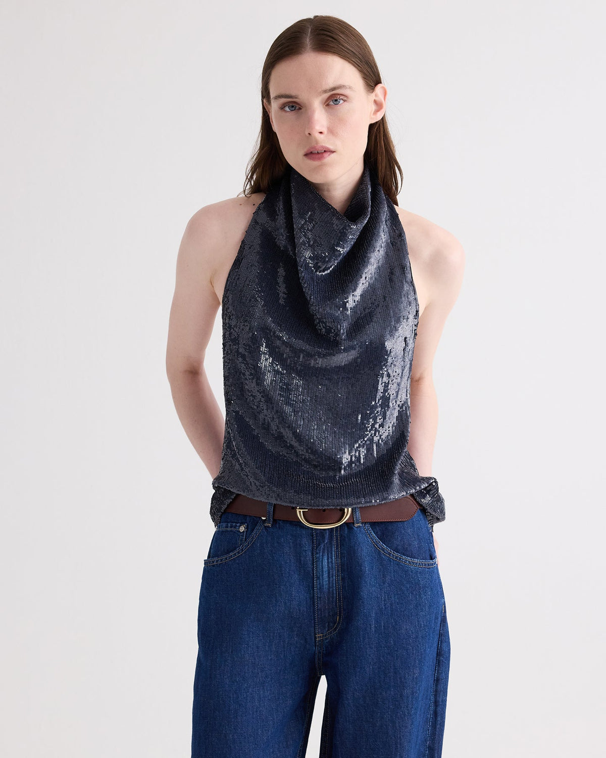 Friday Night Halter Sequin Top