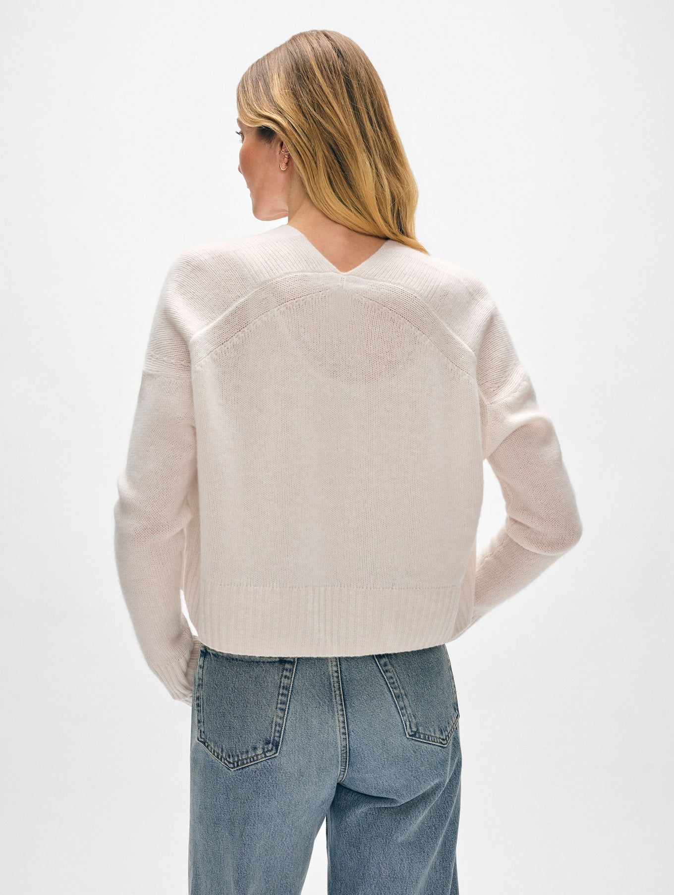 CASHMERE FEATHERWEIGHT OPEN CARDIGAN IN SOFT WHITE - Romi Boutique