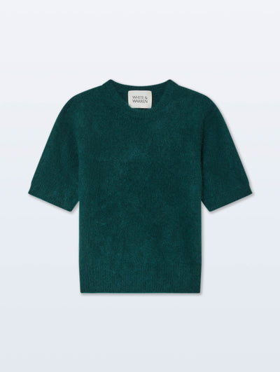 BRUSHED CASHMERE TEE IN TEALWOOD GREEN