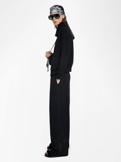 MILLY ZIP UP SWEATSHIRT IN BLACK