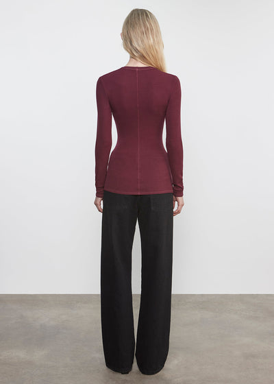 SILK RIB U IN CARMINE