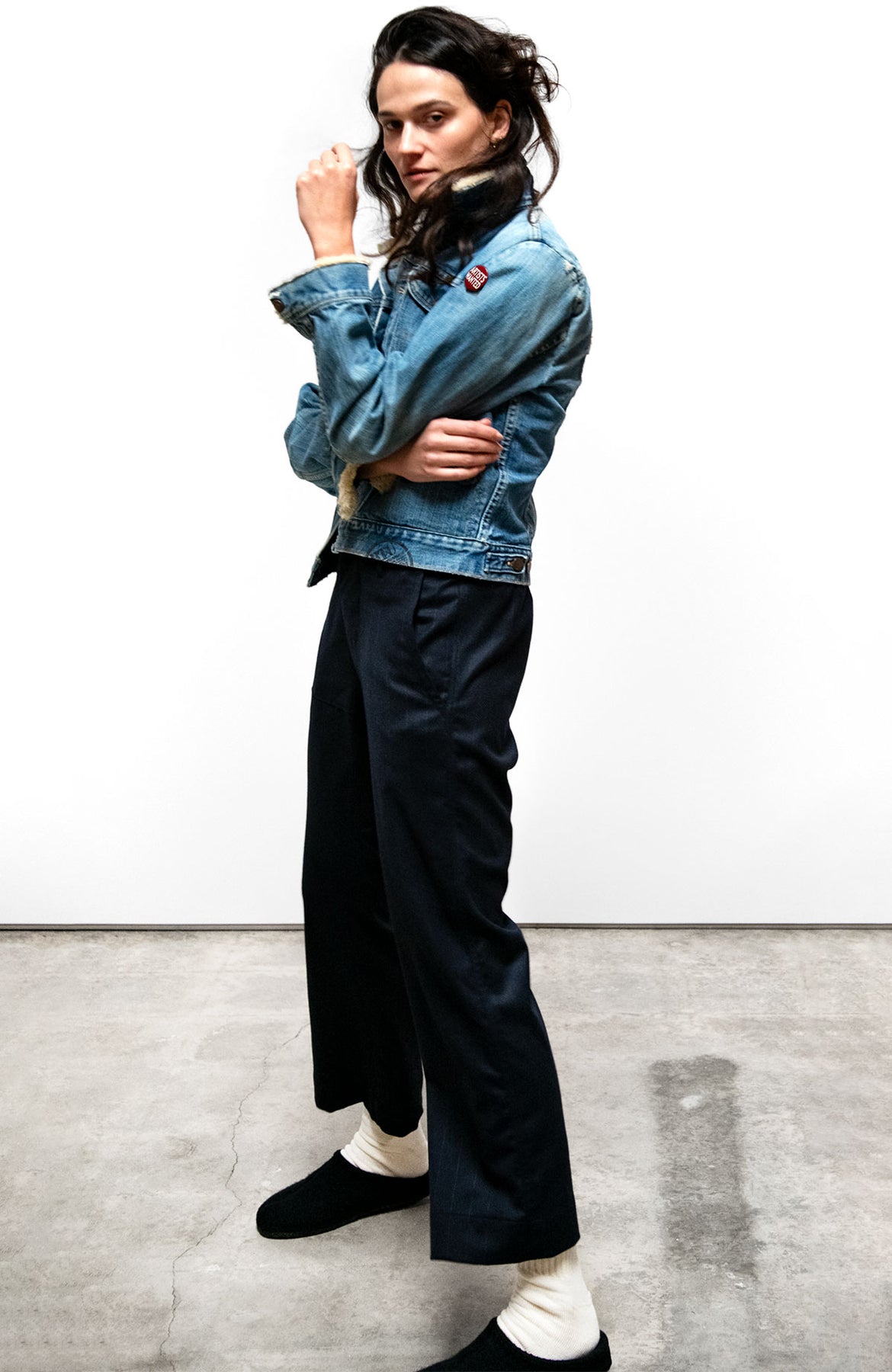 FAVOLAMOVE CASHMERE BLEND FRENCH SAILOR PANT IN DEEPLY NAVY