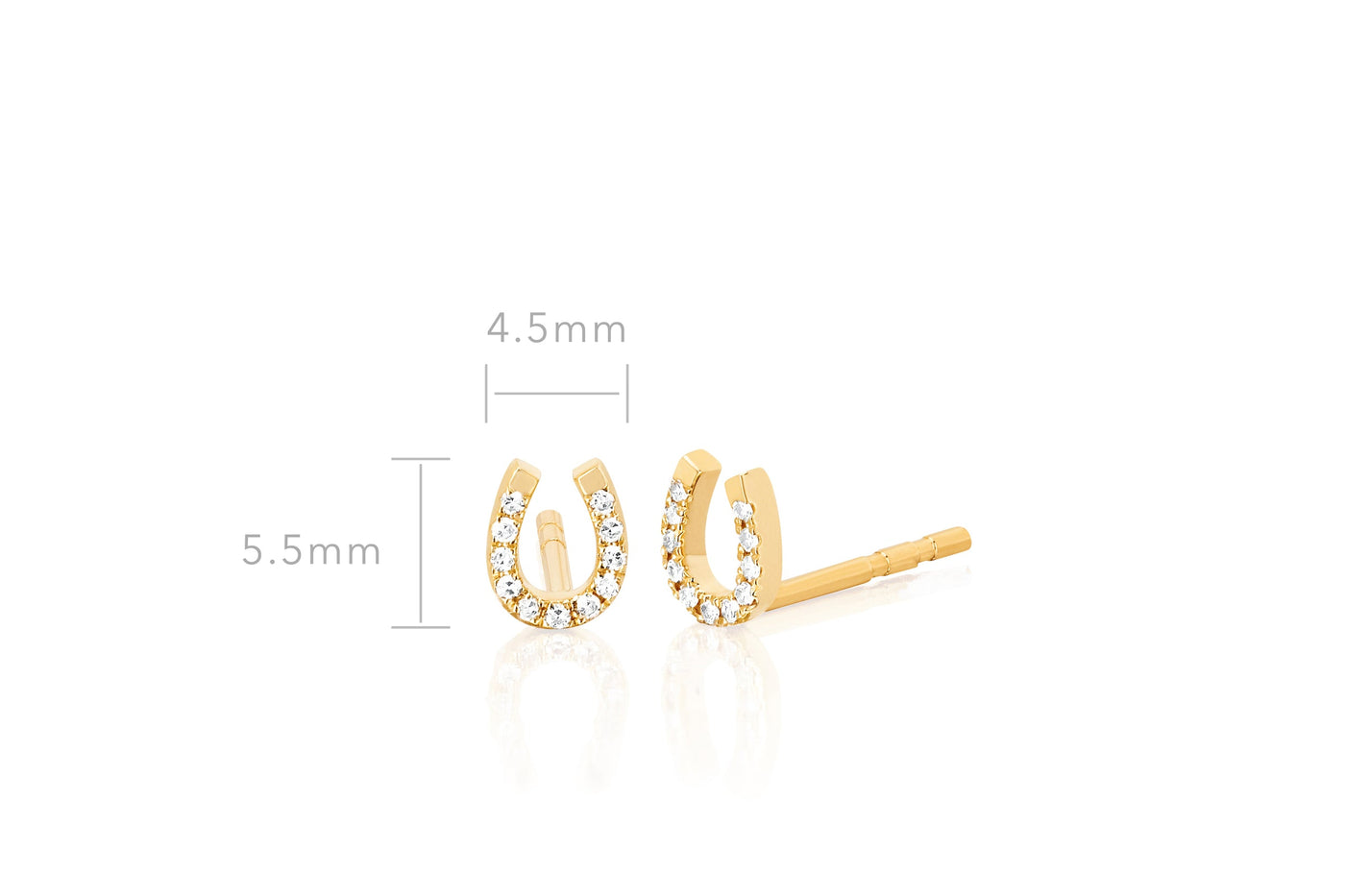 DIAMOND MINI HORSESHOE STUD EARRINGS IN 14K YELLOW GOLD