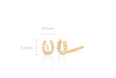 DIAMOND MINI HORSESHOE STUD EARRINGS IN 14K YELLOW GOLD