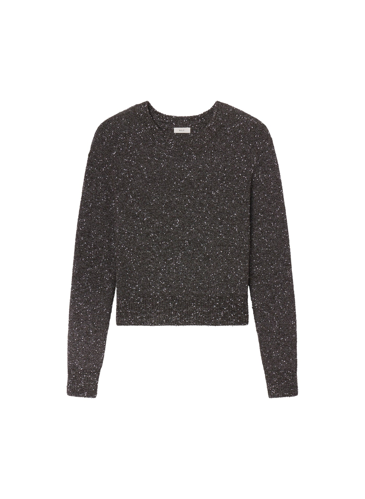 ZOE BOUCLE TWEED SWEATER IN CHARCOAL/DARK BROWN
