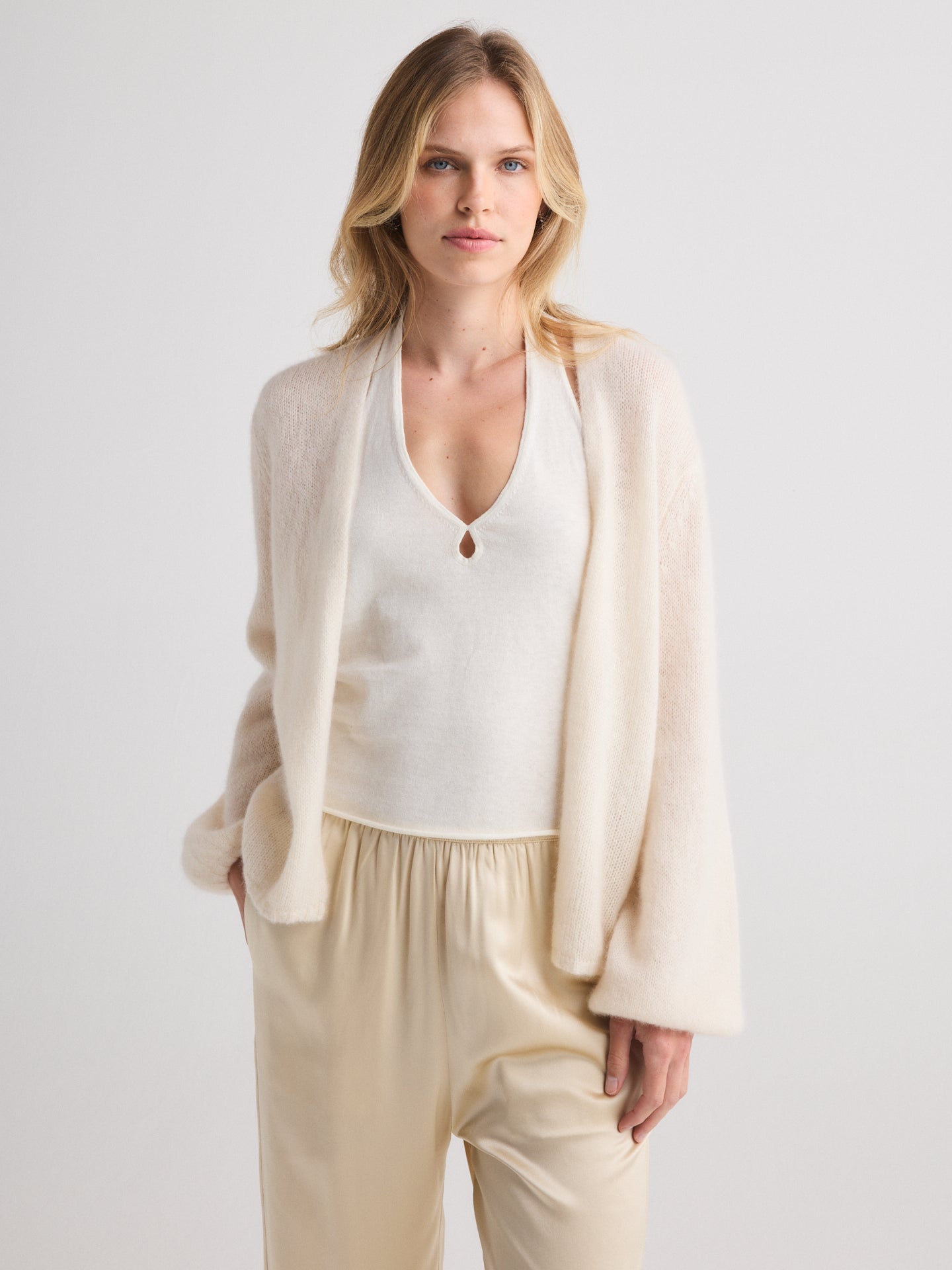 Juniper Balloon-Sleeve Open Cardigan