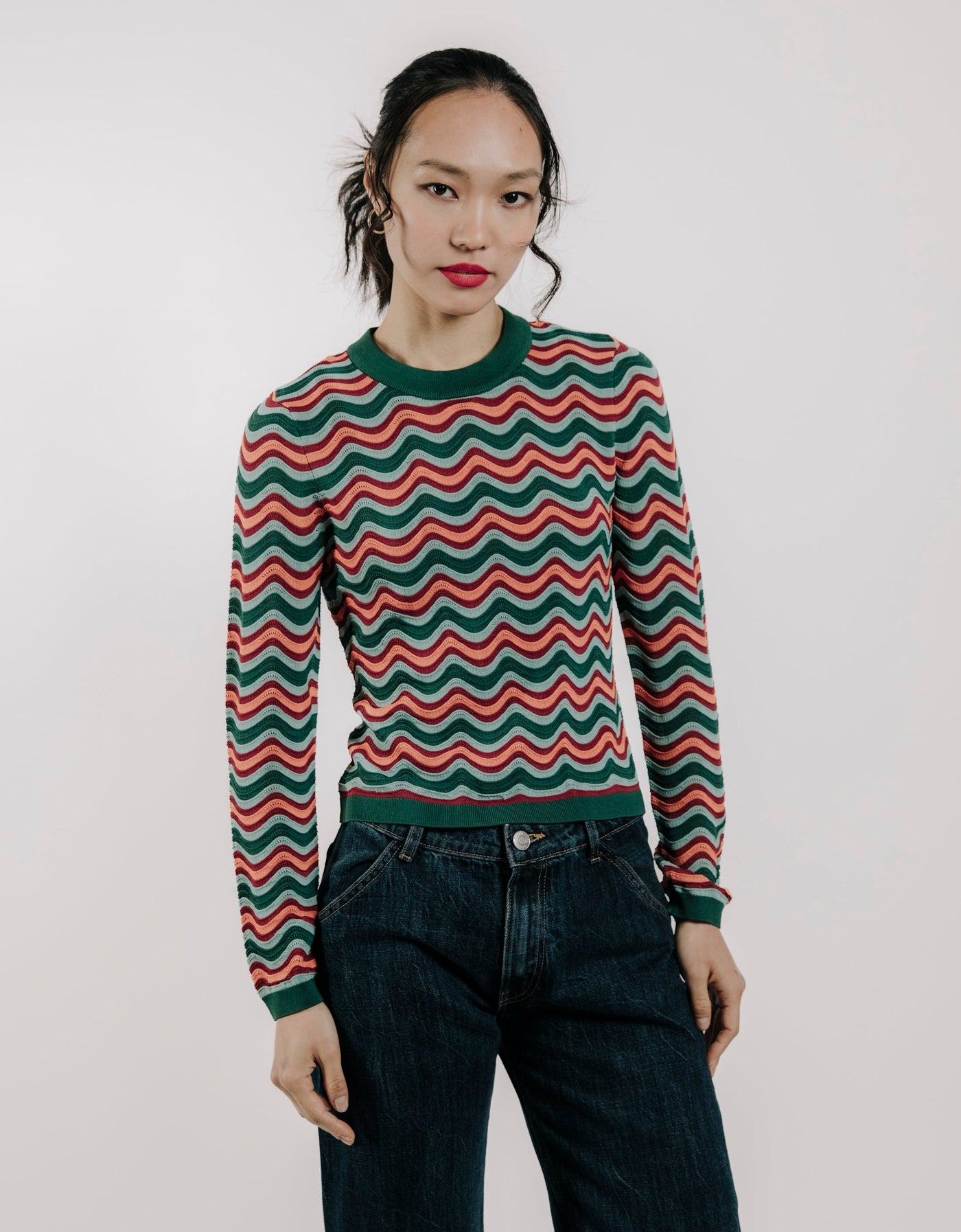 SARAFINA KNIT TEE IN GREEN MULTI