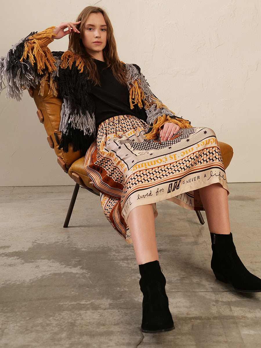 Me369 ROSALEE PRINTED SKIRT at Romi Boutique