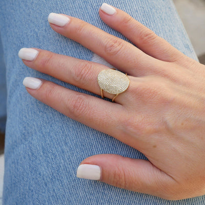 DIAMOND JUMBO OVAL RING IN 14K YELLOW GOLD