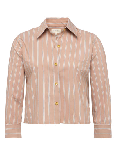 FAWN WESTERN CARD PRINT SHIRT IN STRIPE/TAN MULTI