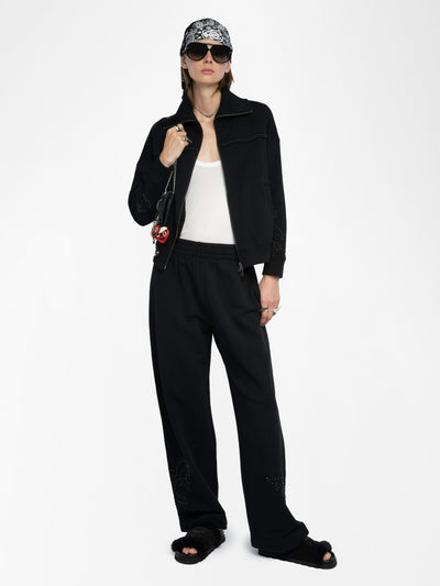 MILLY ZIP UP SWEATSHIRT IN BLACK