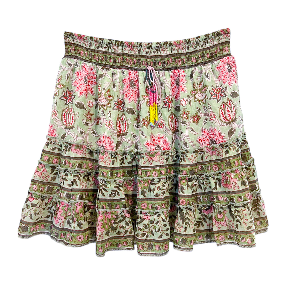 MILLIE MINI SKIRT IN MINT AND PINK FLORAL