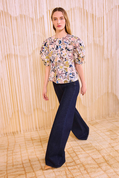 CORALIE SHORT SLEEVE BLOUSE IN MAGNOLIA - Romi Boutique
