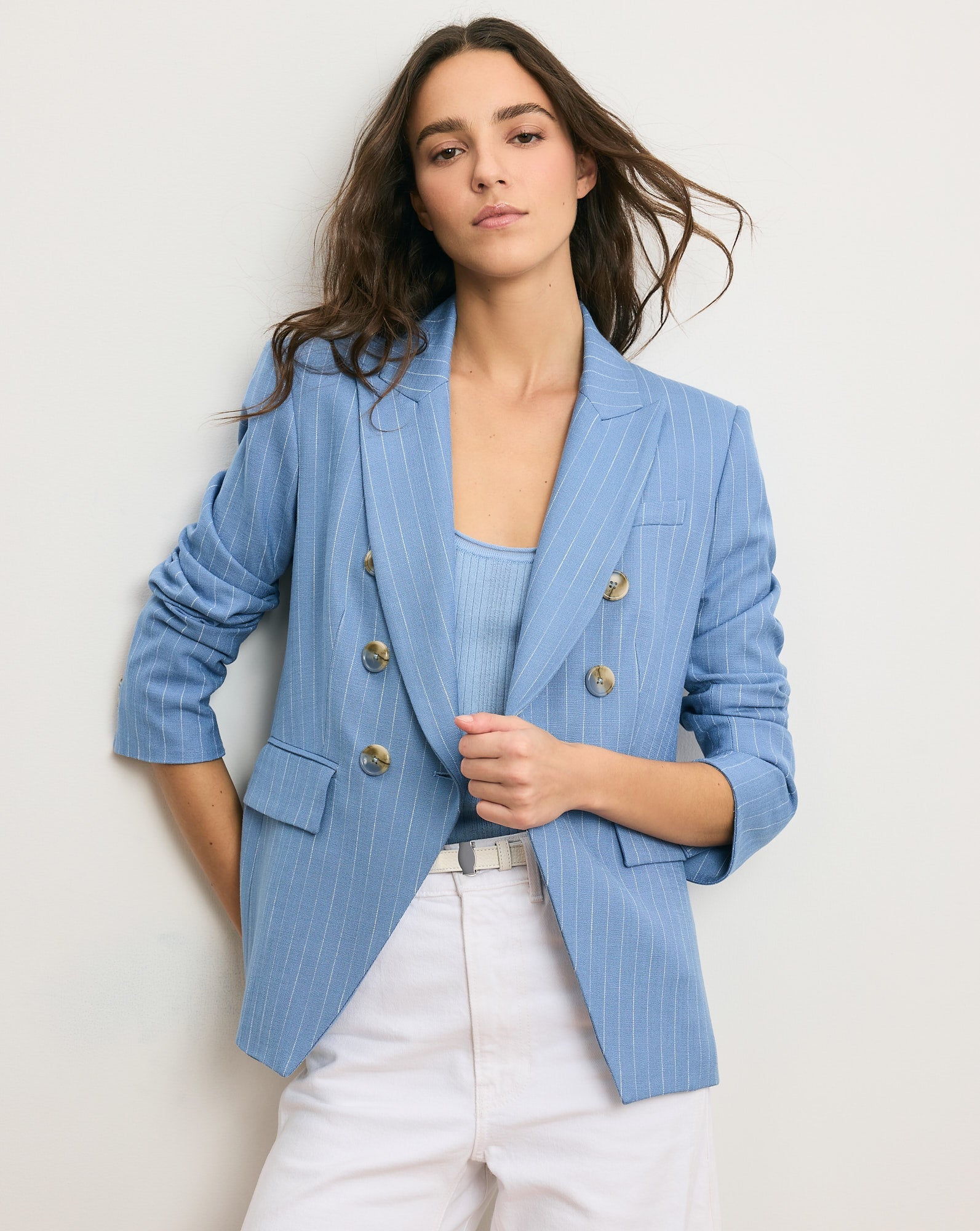 Veronica Beard MILLER PINSTRIPE DICKEY JACKET at Romi Boutique