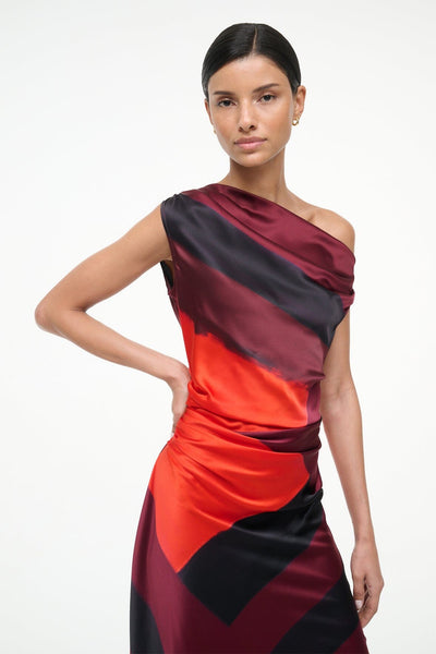 PHARE SILK DRESS IN RUBY PRISM