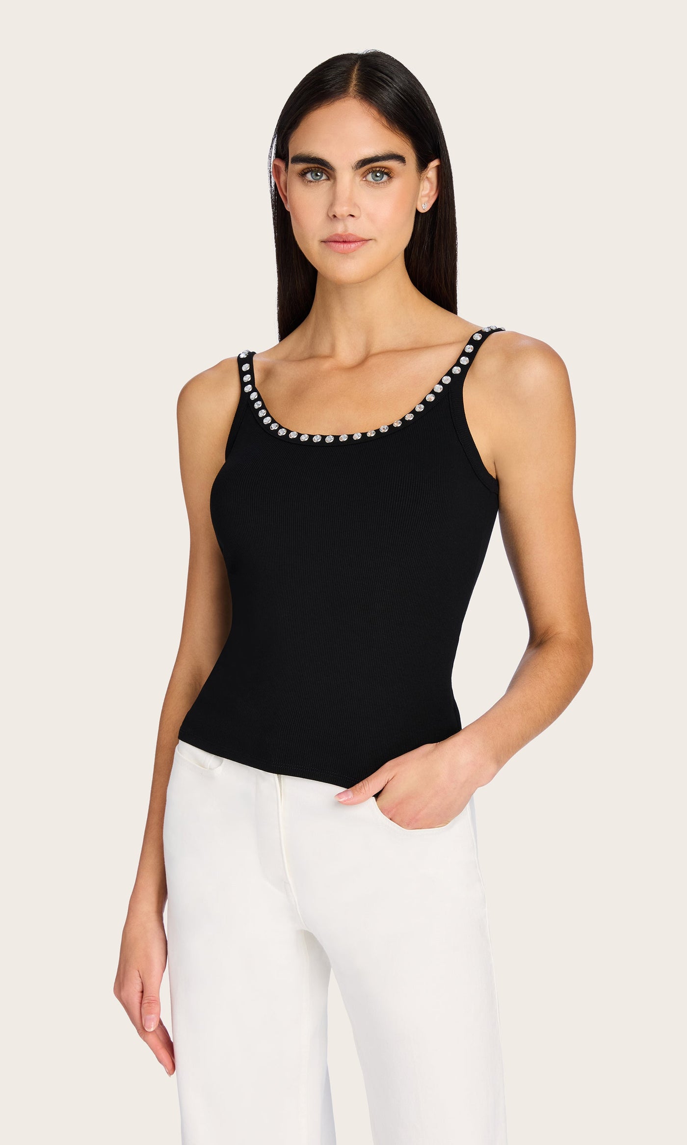 IRIS CRYSTAL TANK TOP IN BLACK - Romi Boutique