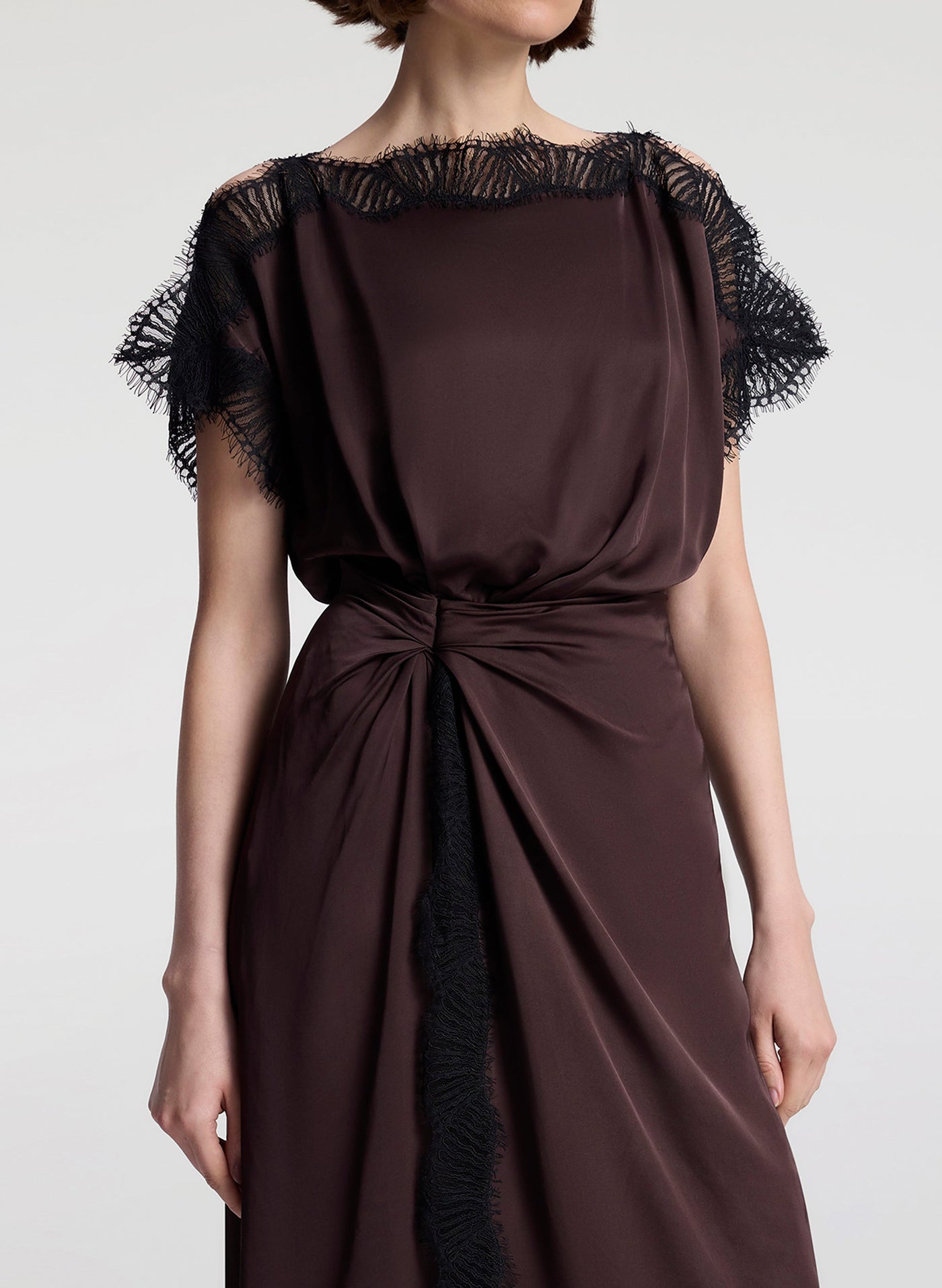 LUNA DRESS IN COCOA/BLACK - Romi Boutique
